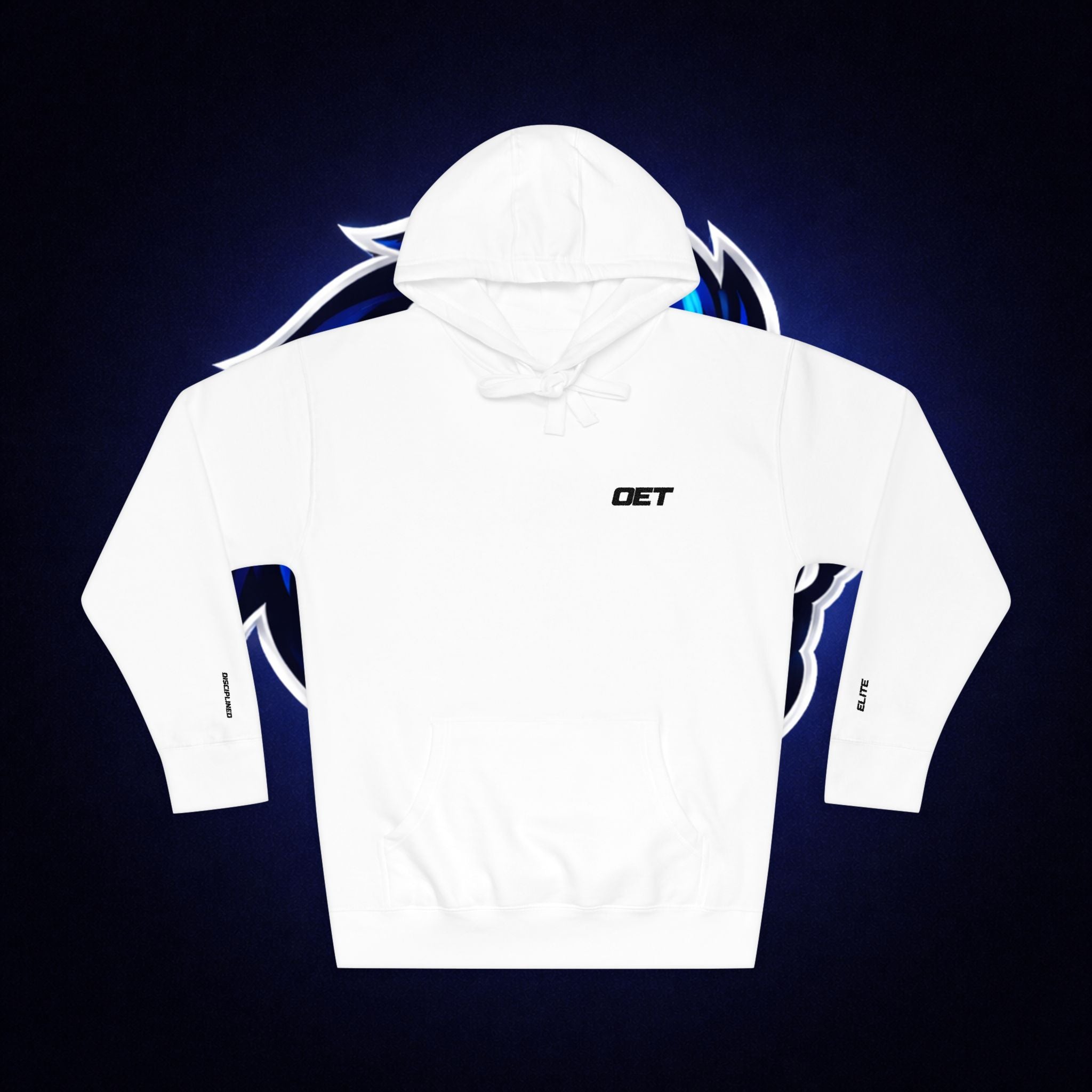 Minimal 'OET' Logo Hoodie – White Fleece Pullover