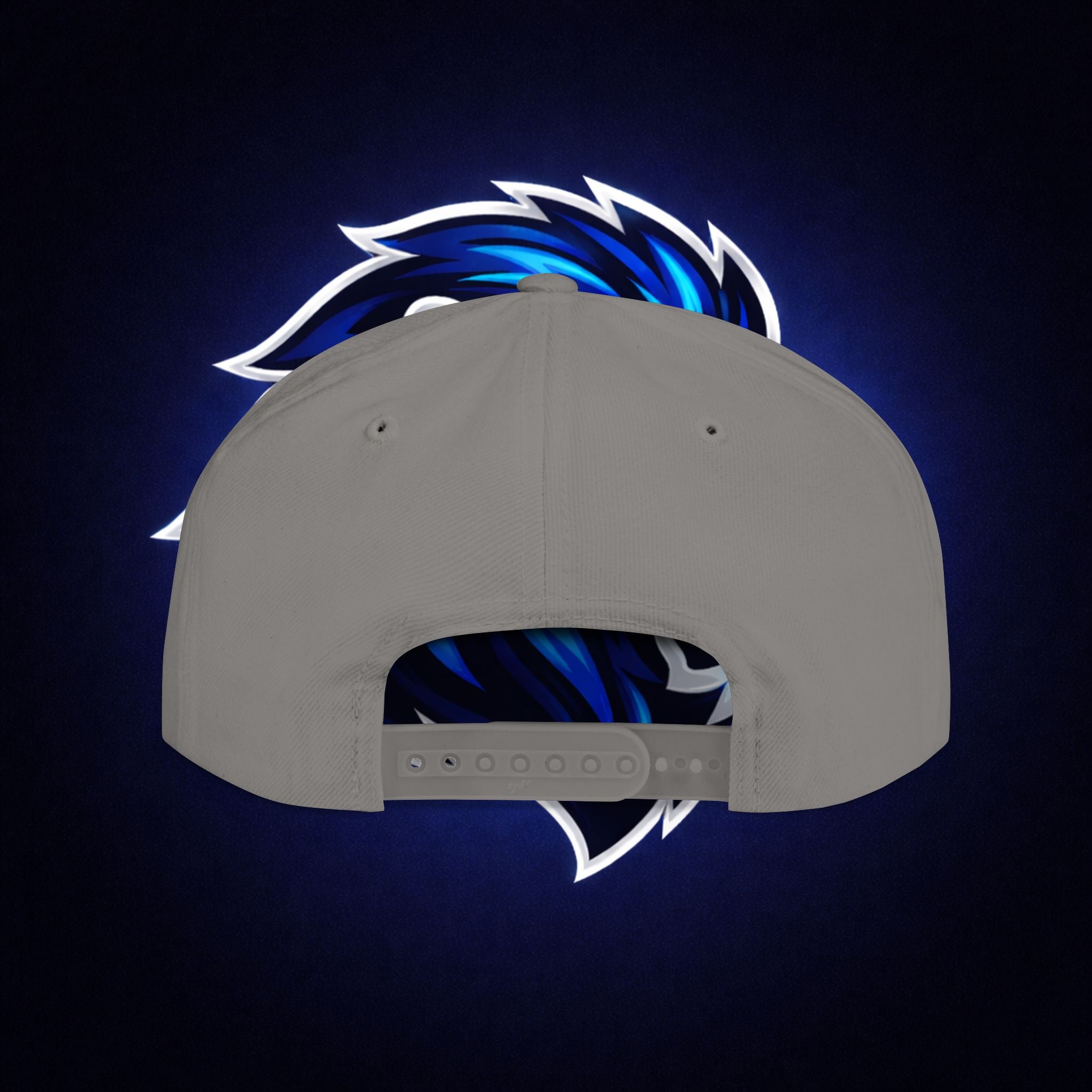 Flat Bill "OET" Snapback Hat — Blue Lion Logo Streetwear Cap