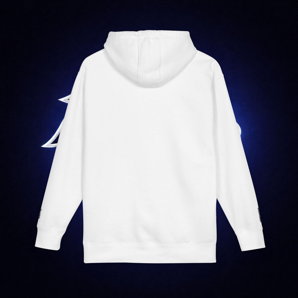 Minimal 'OET' Logo Hoodie – White Fleece Pullover