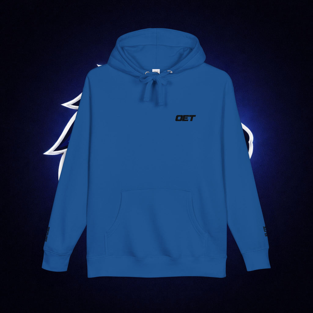 Minimal 'OET' Logo Hoodie – White Fleece Pullover