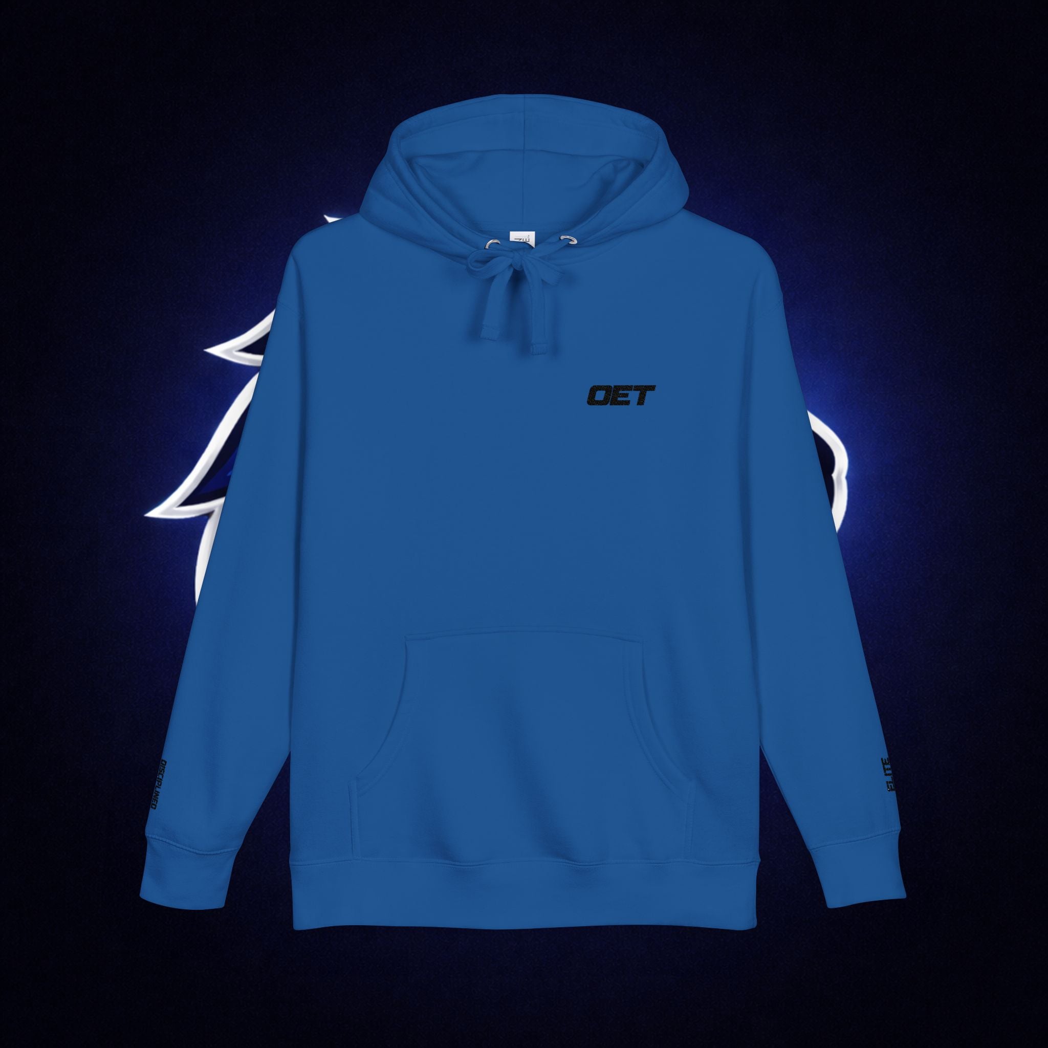 Minimal 'OET' Logo Hoodie – White Fleece Pullover