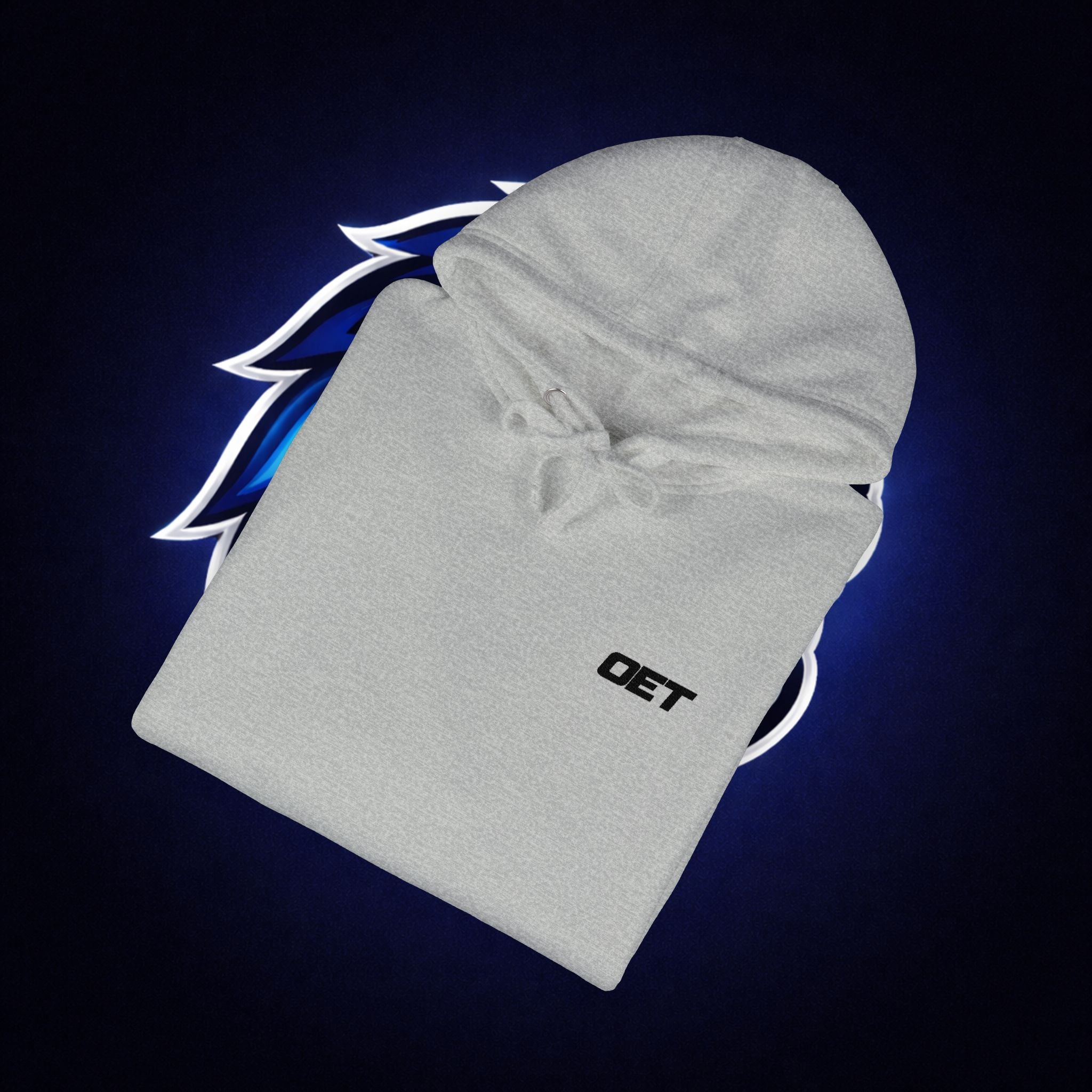 Minimal 'OET' Logo Hoodie – White Fleece Pullover