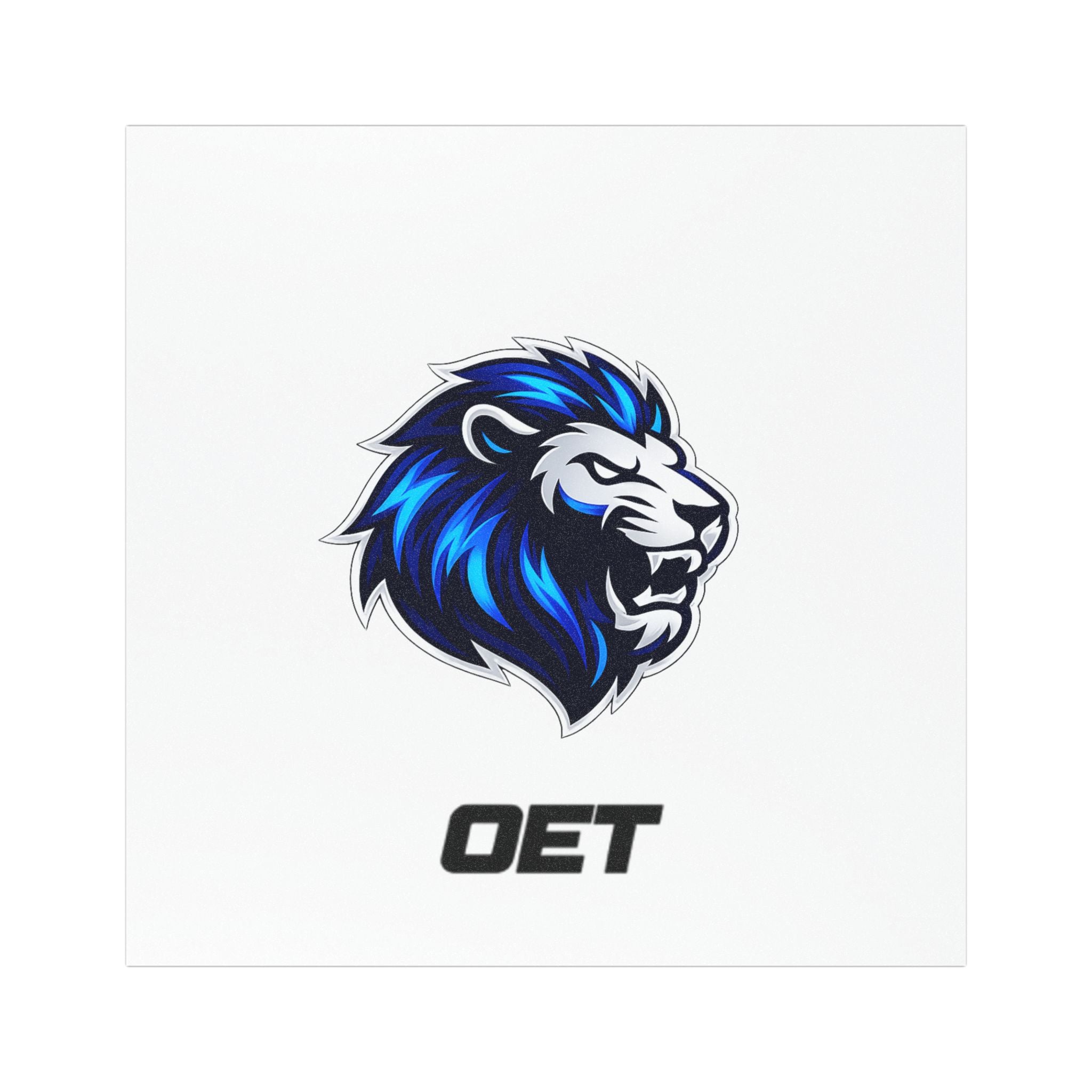 Lion Head Car Magnet — Blue Lion Logo Magnetic Decal (OET Text)