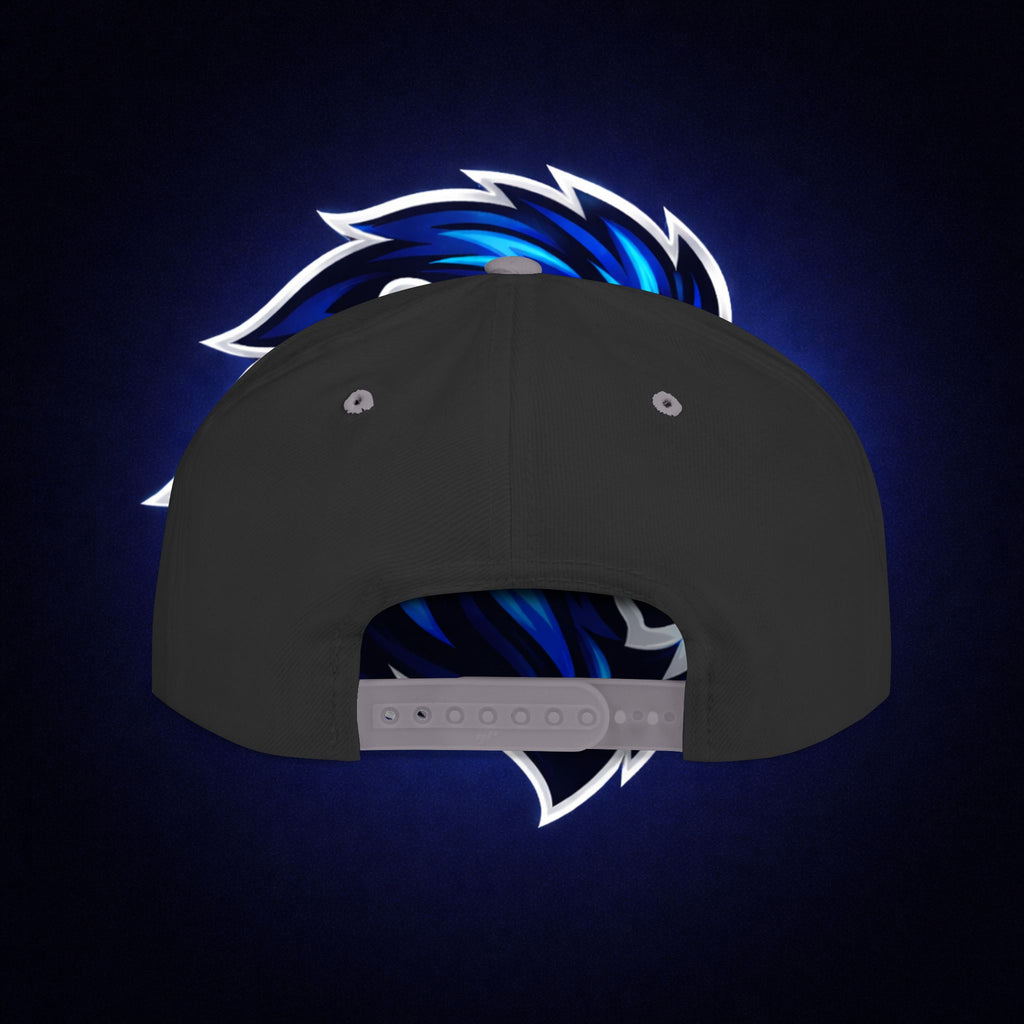 Flat Bill "OET" Snapback Hat — Blue Lion Logo Streetwear Cap