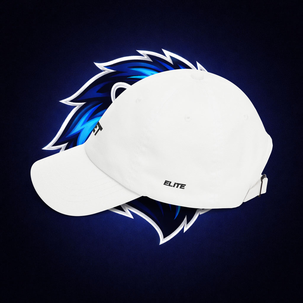 Classic Dad Cap — White 'OET' Embroidered Baseball Hat (Back Text: DISCIPLINED.)