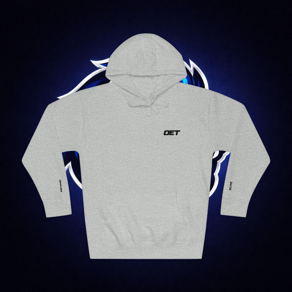 Minimal 'OET' Logo Hoodie – White Fleece Pullover