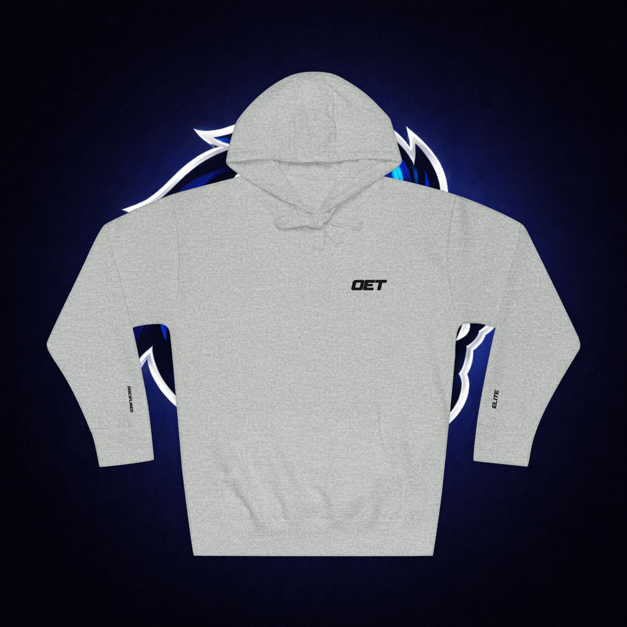 Minimal 'OET' Logo Hoodie – White Fleece Pullover