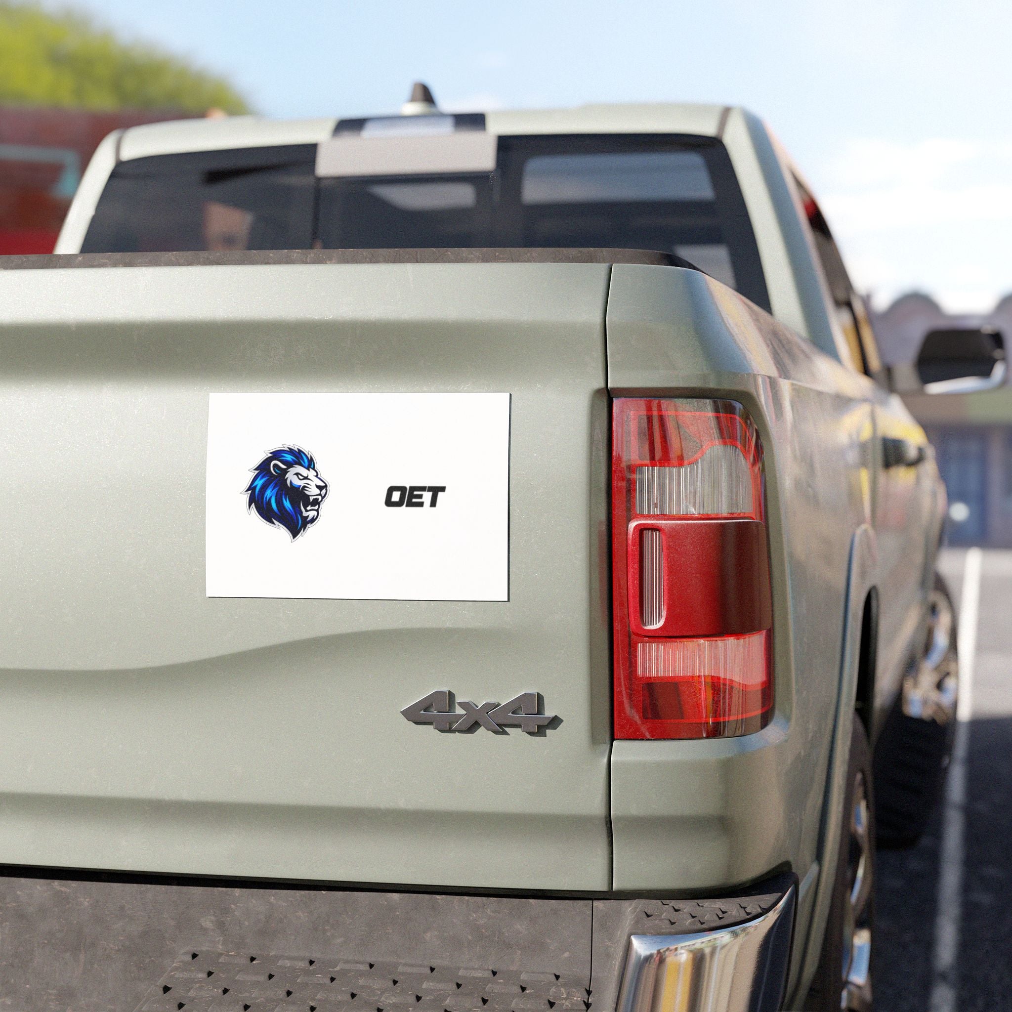 Lion Head Car Magnet — Blue Lion Logo Magnetic Decal (OET Text)