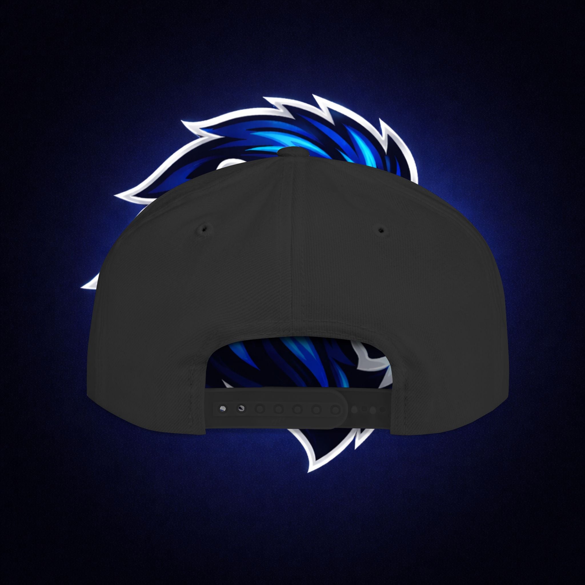 Flat Bill "OET" Snapback Hat — Blue Lion Logo Streetwear Cap