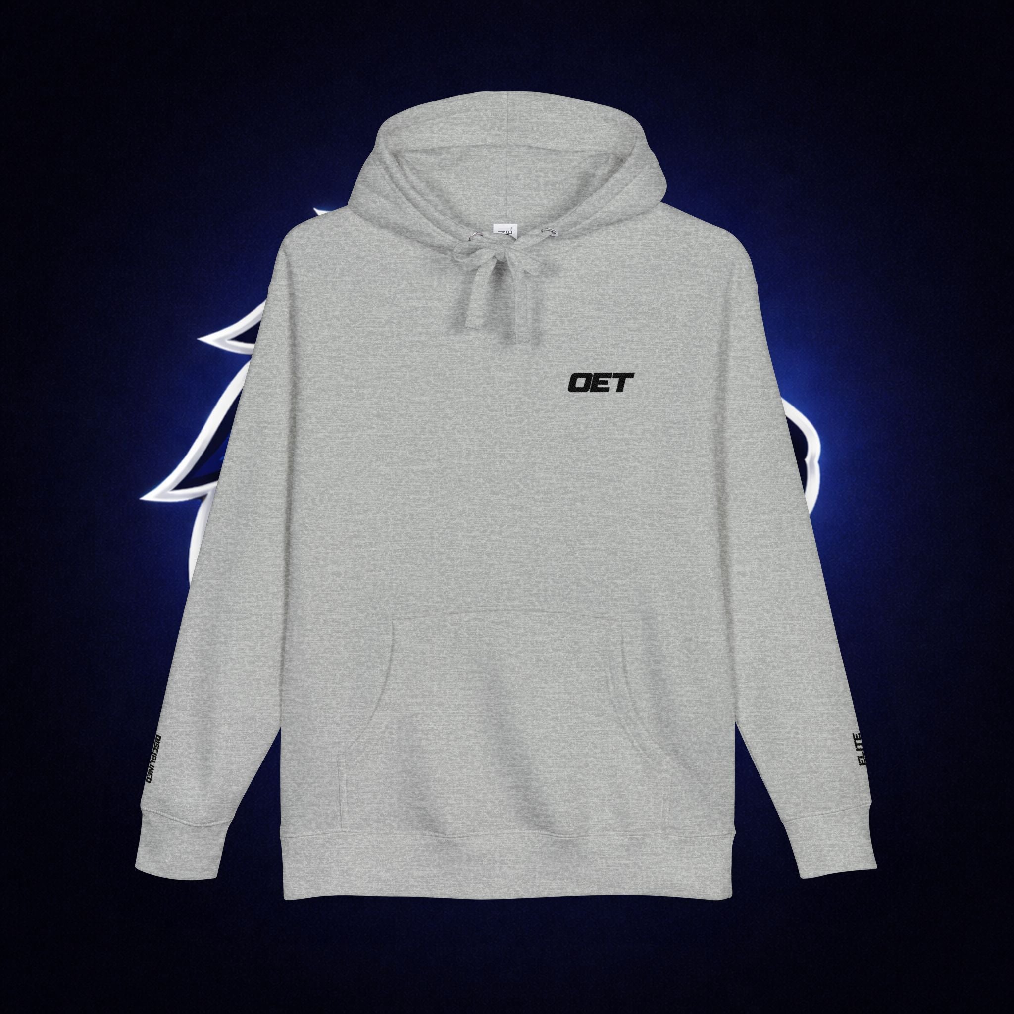 Minimal 'OET' Logo Hoodie – White Fleece Pullover